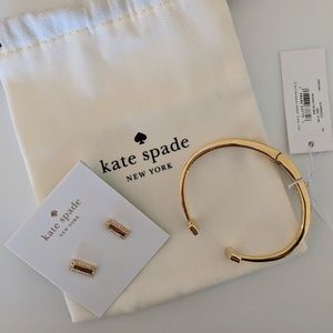 Gold Kate Spade earrings and bracelet